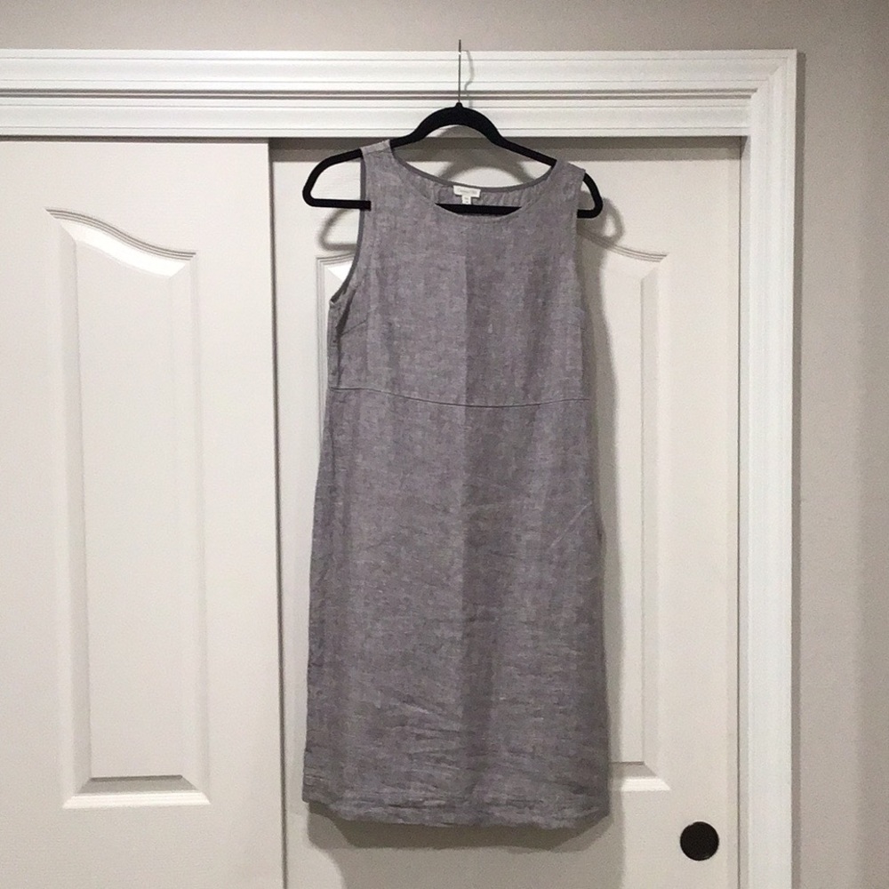 Garnet Hill sleeveless linen smock type dress.